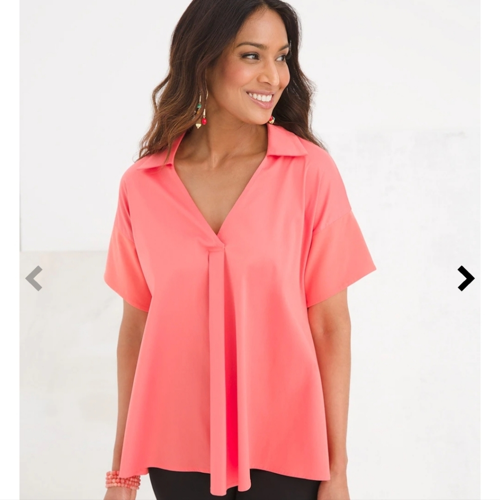 NWT Chicos Knit CORAL Trapeze Top Size 3 = XL